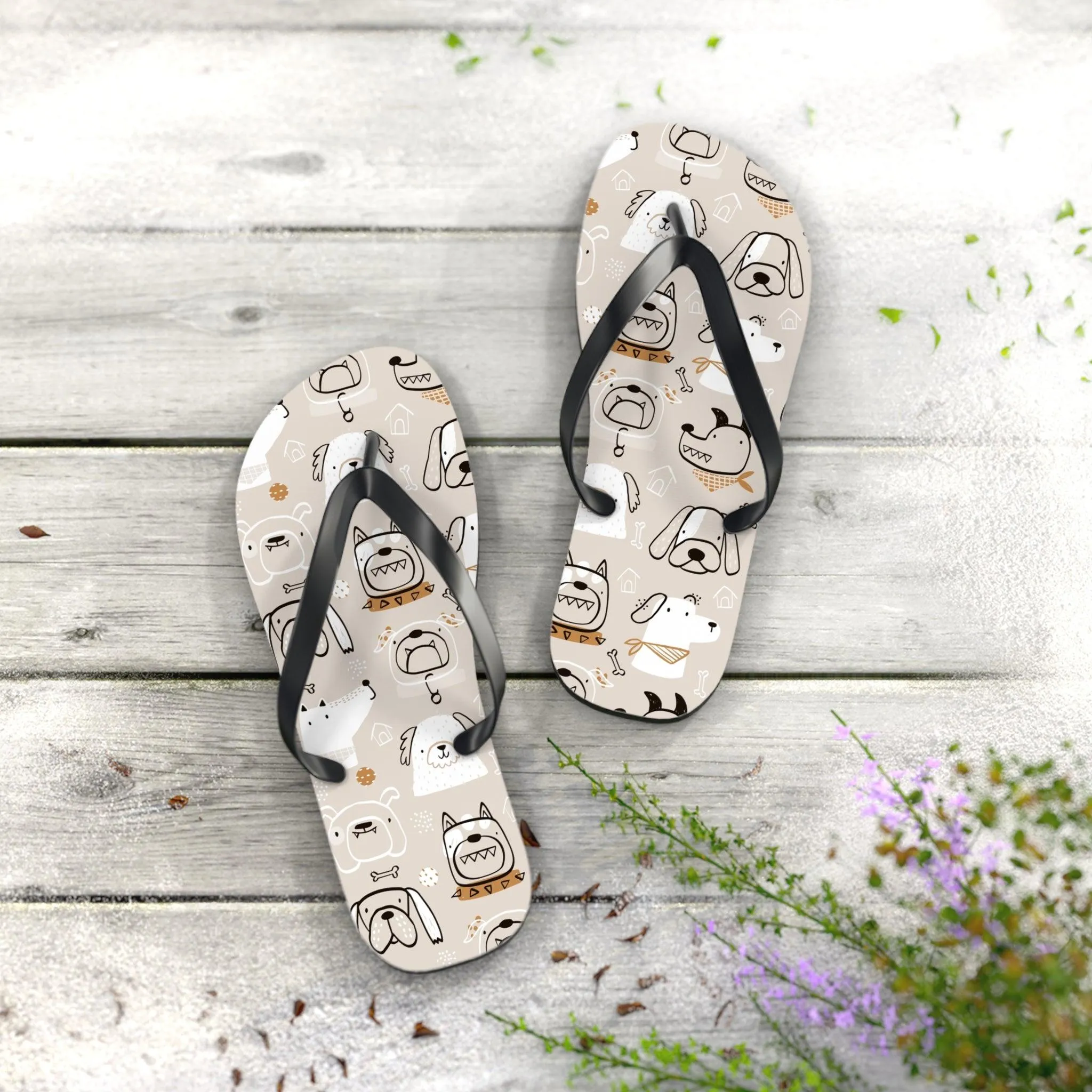Illustrated Doggers II Flip Flops