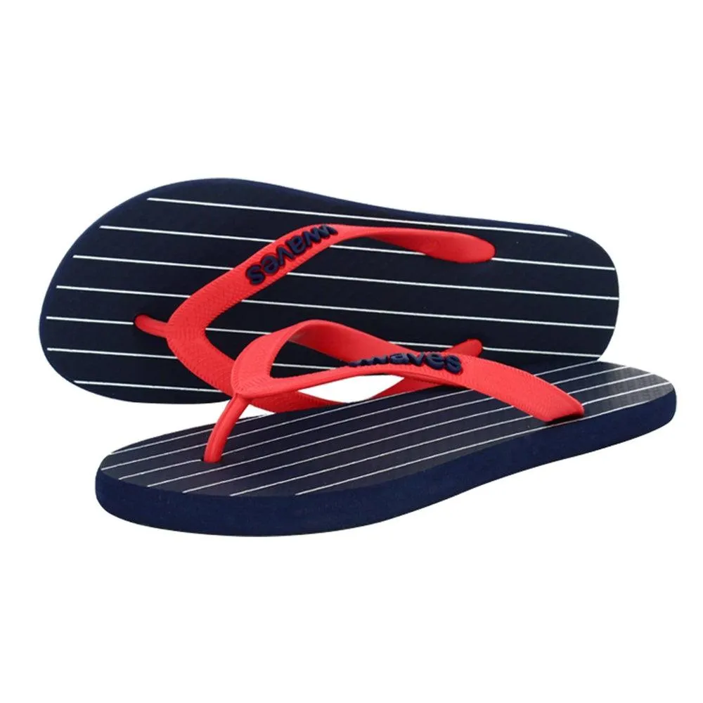 WAVES Women's Printed Flip Flops 4 UK - Navy